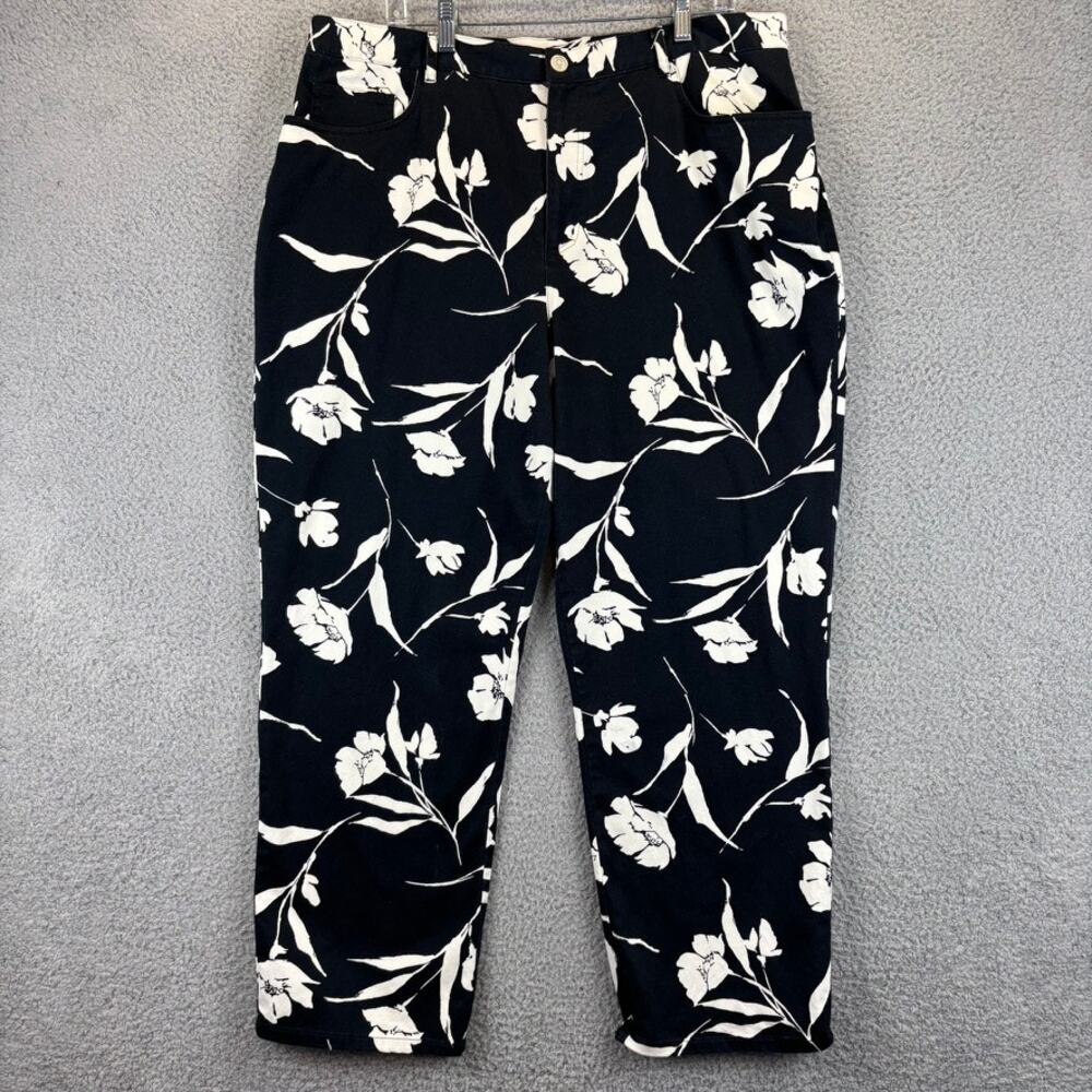 Vtg Ralph Lauren Pant Womens 18W Artsy Floral Asian Mid Rise Tapered Trouser 90s